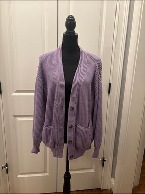 Callahan Lavender Button-Front Knit Cardigan